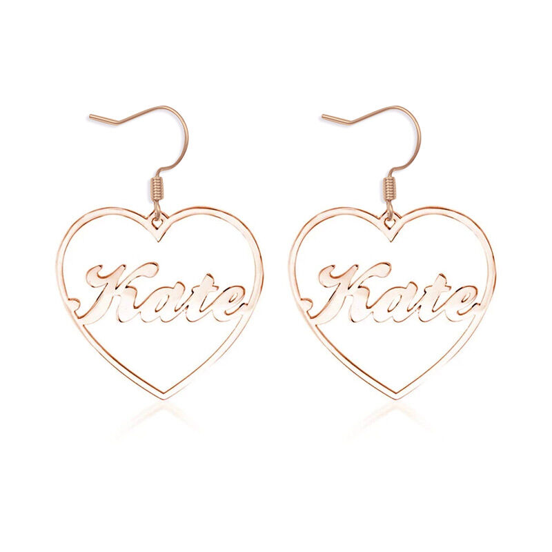 "Love You Everyday" Personalized Heart Name Earrings