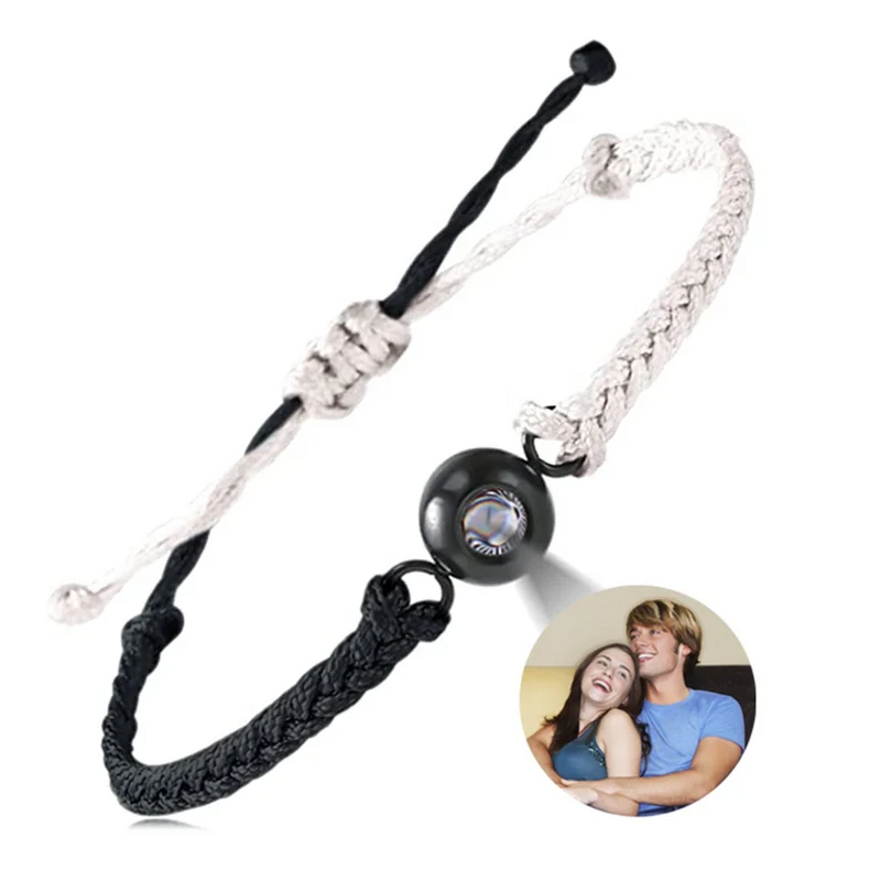 Personalized Black and White Color Block Picture Projection Bracelet for Women and Men Gift