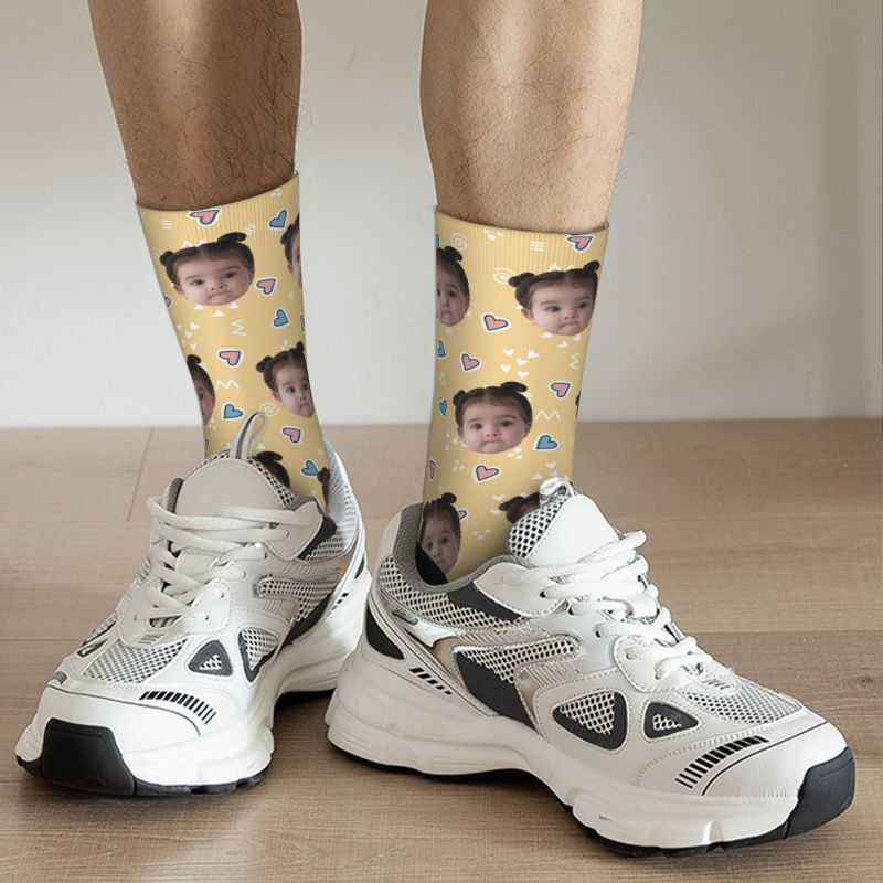 Customized Face Socks Printed with Children’s Photos for Mom