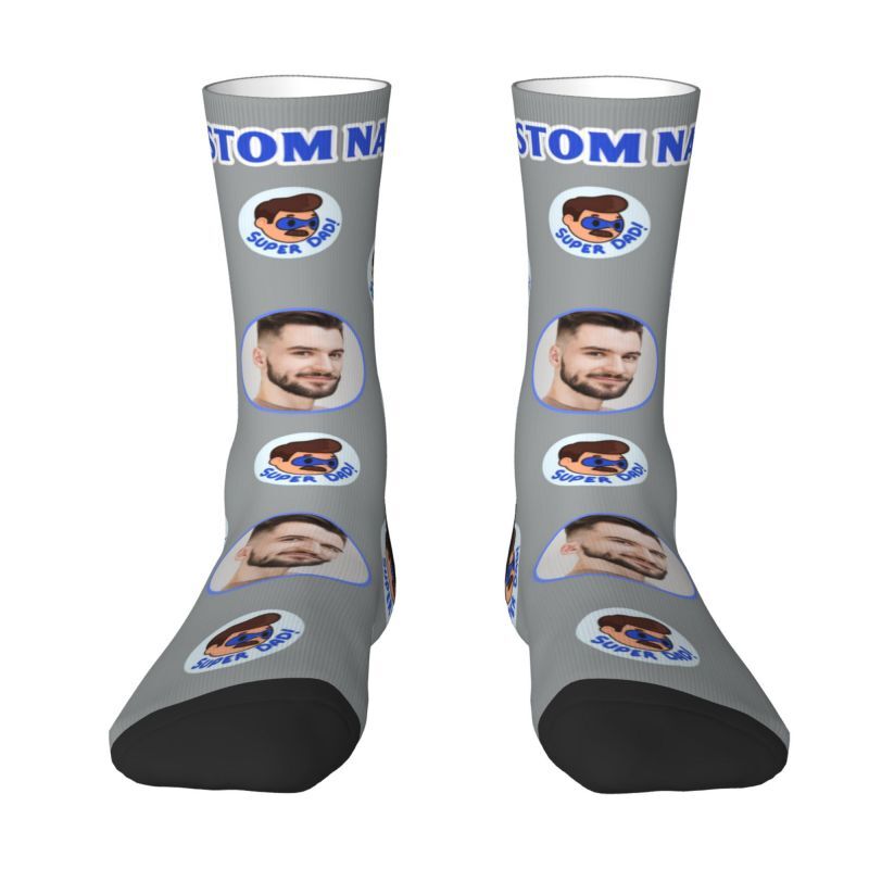 "Super Dad" Personalized Face Socks for Father's Day