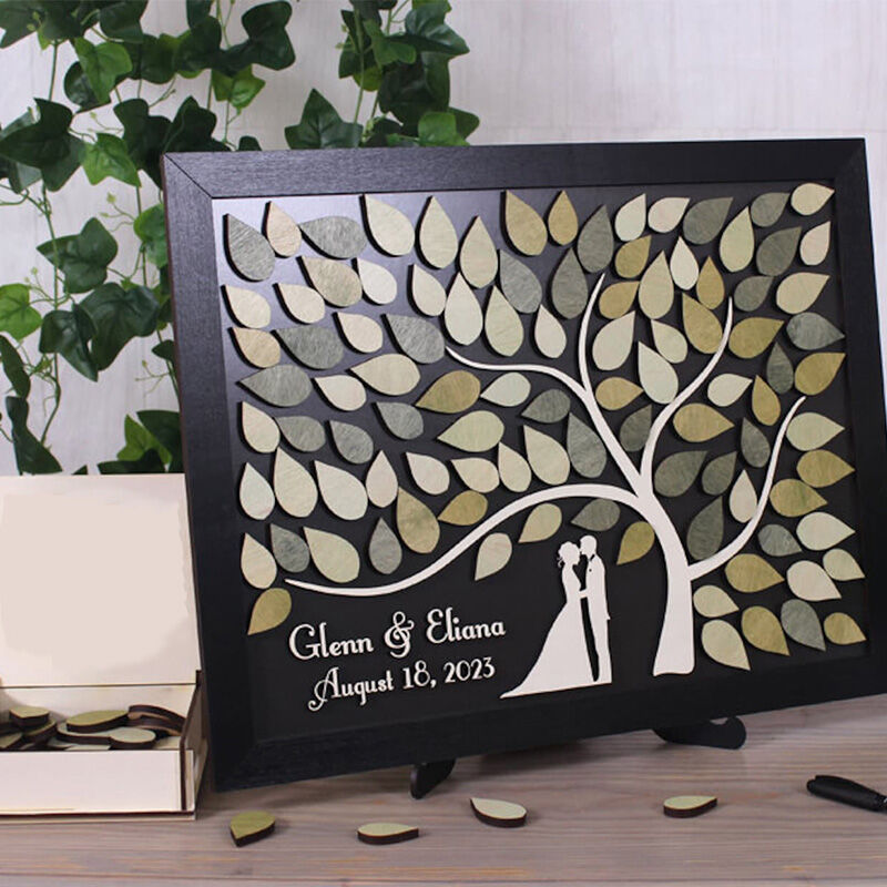 Libro de Invitados Boda Cuadrado Personalizado Con Inserciones De Hojas Para Dulces Parejas