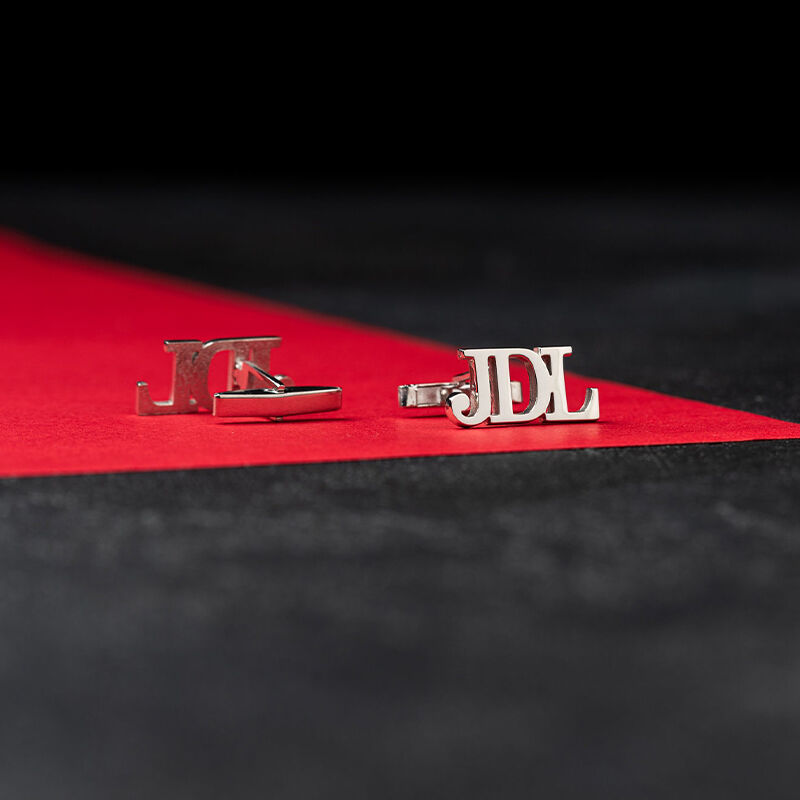 Gemelos personalizados personalizados con iniciales de tres letras, diseño sencillo, regalo elegante para él o su marido