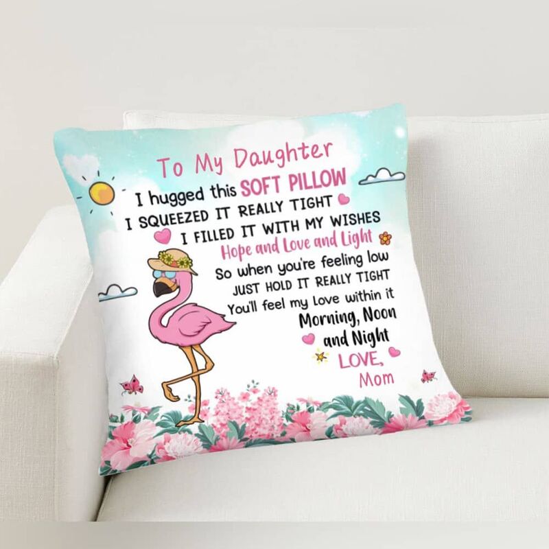Oreiller personnalisé avec imprimé flamant rose comme cadeau d'encouragement pour vos enfants