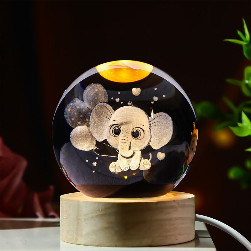 3D Carved Crystal Ball Night Light Interesting Gift for Children