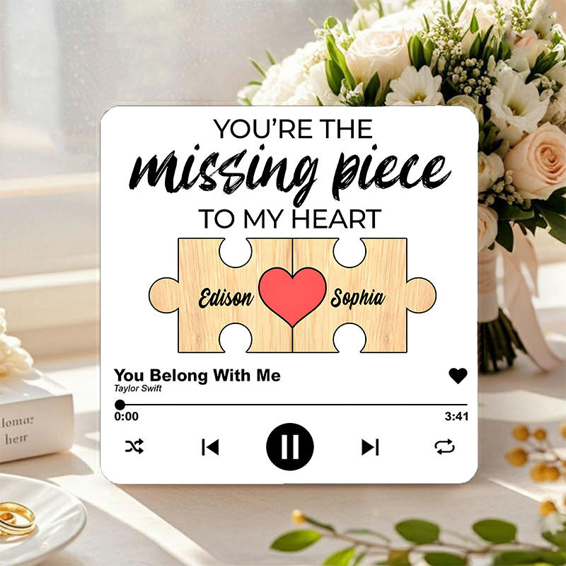 Magnete da frigo personalizzato con puzzle musicale Nome e cognome Regalo divertente per le coppie
