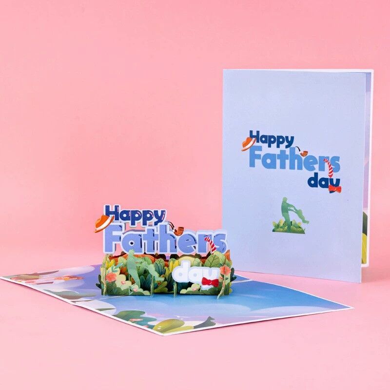 Carte Pop Up 3D Happy Father's Day Silhouette Design Cadeau parfait pour Cher Papa