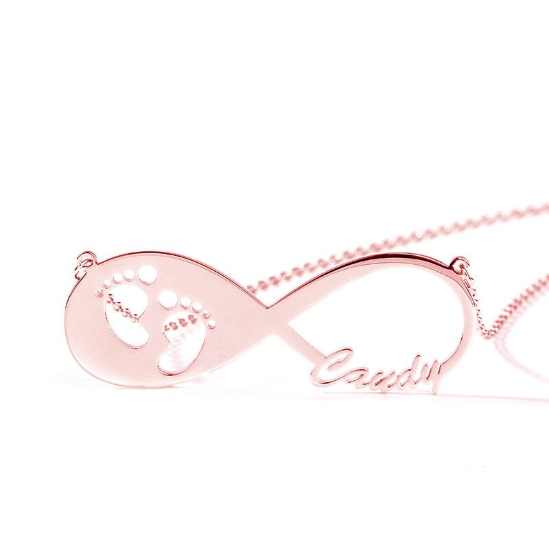"Unstoppable Love" Baby Footprint Infinity Name Necklace