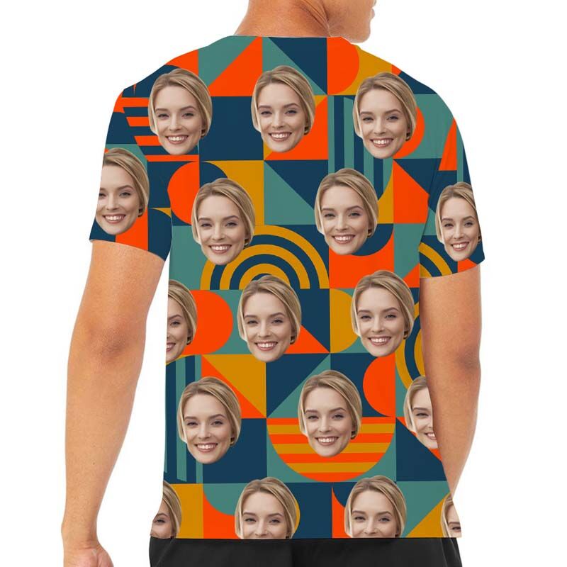 Personalized Face Hawaiian T-Shirt Printed With Colorful Puzzle