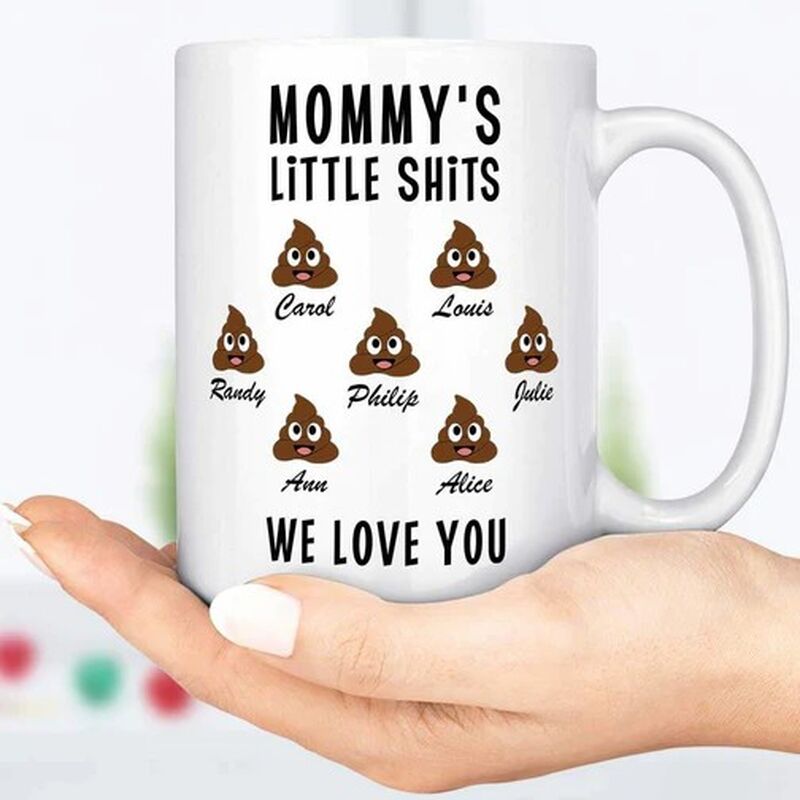 WIR LIEBEN DICH Personalisierte Tasse mit individuellen Namen für Mama