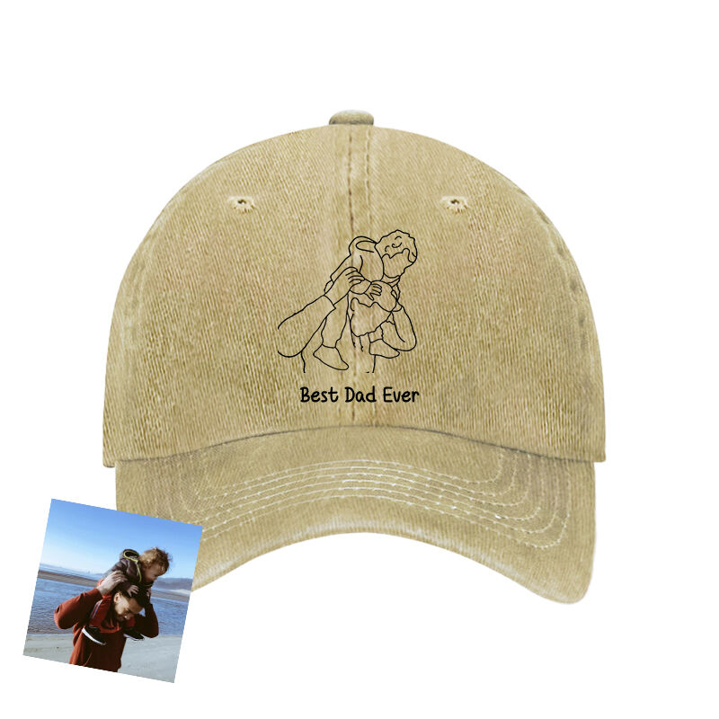 Personalized Hat Best Dad Ever Custom Picture Line Drawing Design for Father's Day
