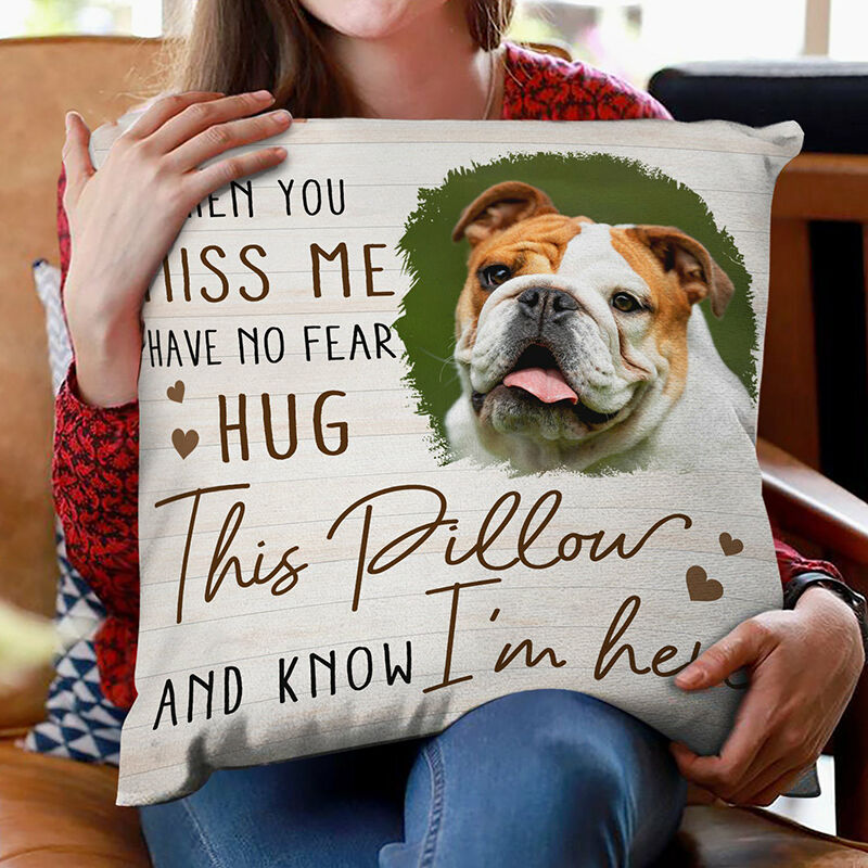Personalisiertes Bild Kissen mit Herz-Muster Warmes Geschenk für die Familie "Ich bin hier"