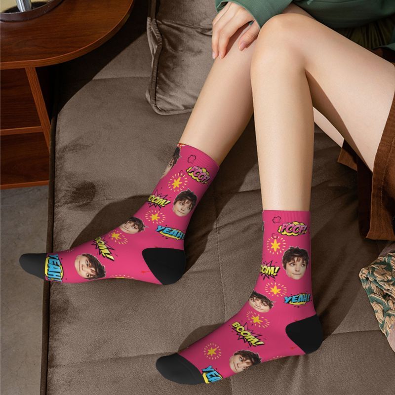 Individuelle Foto-Socken mit Comic-Text Komfort-Socken