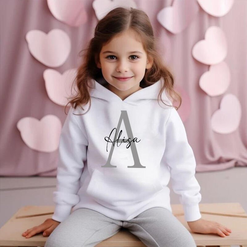 Personalized Children Hoodie Custom Name And Initials Simple Gift For Kids