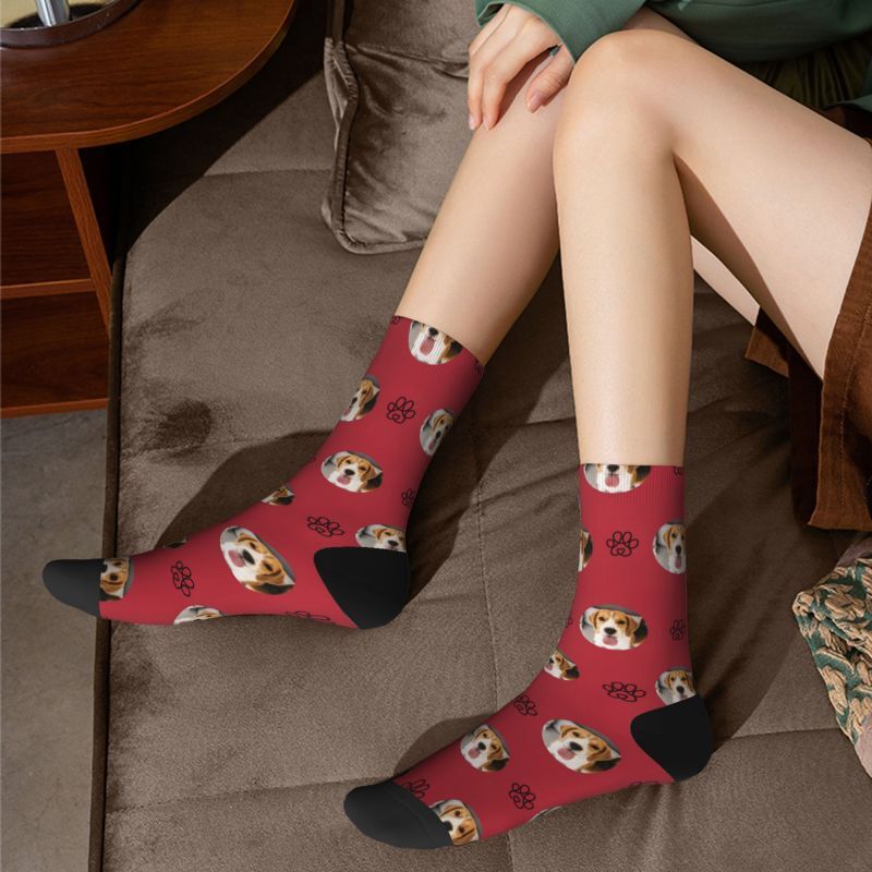 Chaussettes personnalisées avec motif d'empreinte de patte de ligne, cadeau pour les propriétaires d'animaux de compagnie