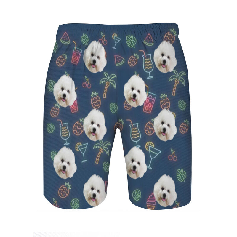 Personalized Picture Men's Beach Shorts with Drink Pattern Trendy Gift for Friends