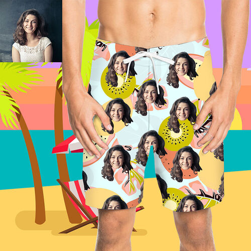 Pantaloni da Spiaggia Uomo Corti Personalizzati con Faccia della Foto