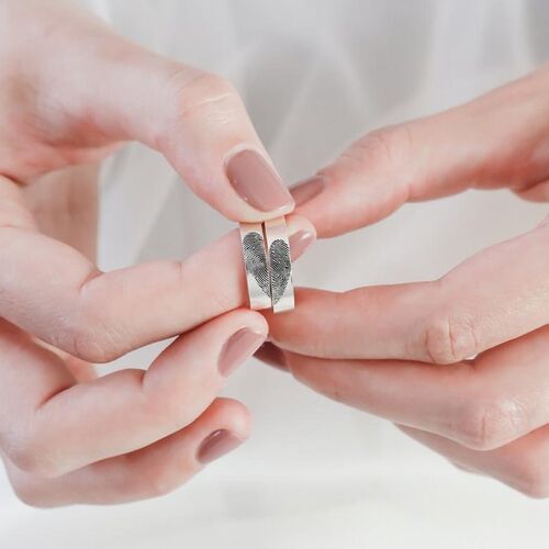 Personalized Couple Fingerprint Ring Gift for Him/Her