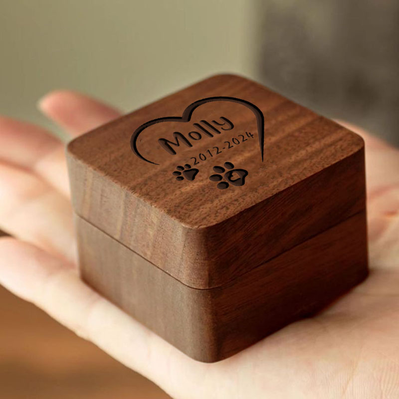 Personalized Name Pet Fur Keepsake Box with Paw Print Pattern Sympathy Gift for Pet Lovers