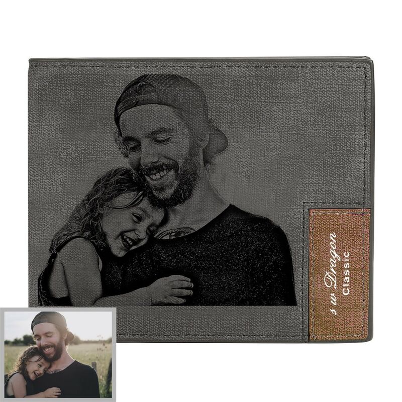 "Love and Passion" Custom Engraved Photo Bifold Wallet