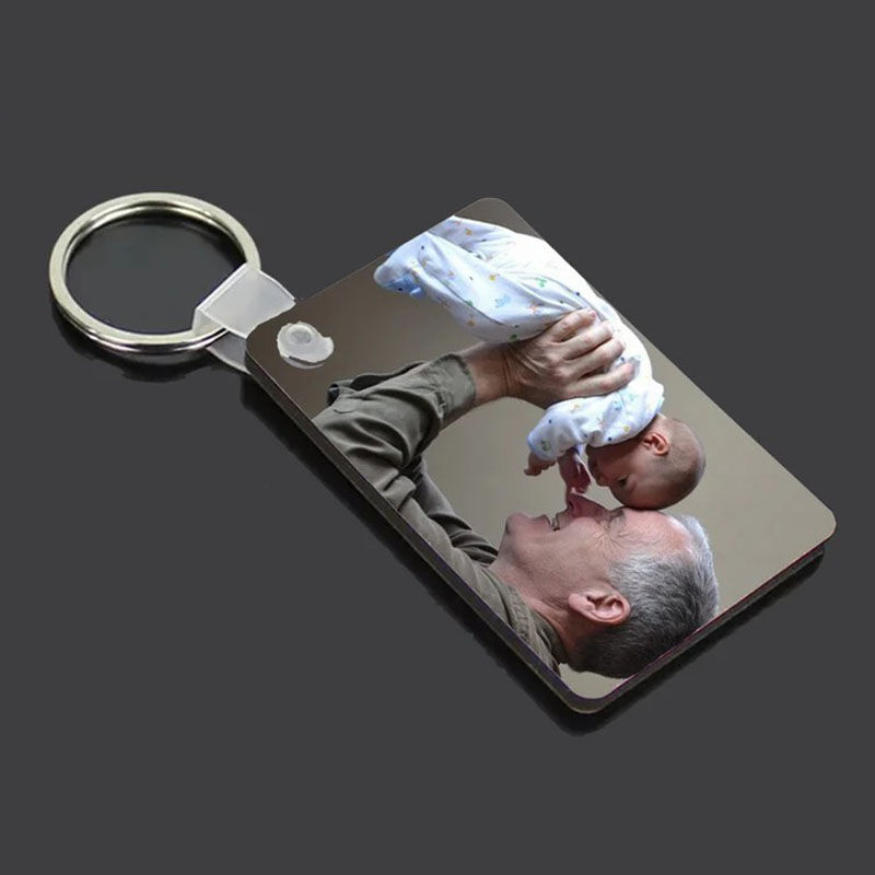 Personalized Photo Keychain with Back Engraving for Dad