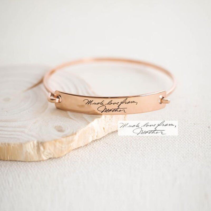 Custom Handwriting Bracelet - Engrave Signature Bracelet - Mother's Gift