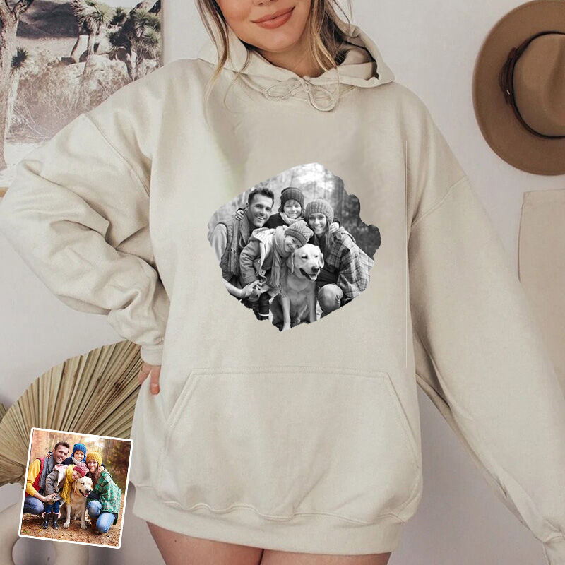 Personalized Hoodie with Custom Black and White Picture Design for Dear Mom