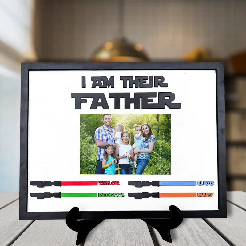 Personalized Name Puzzle Picture Frame Lightsaber Sign with Custom Name for Dad