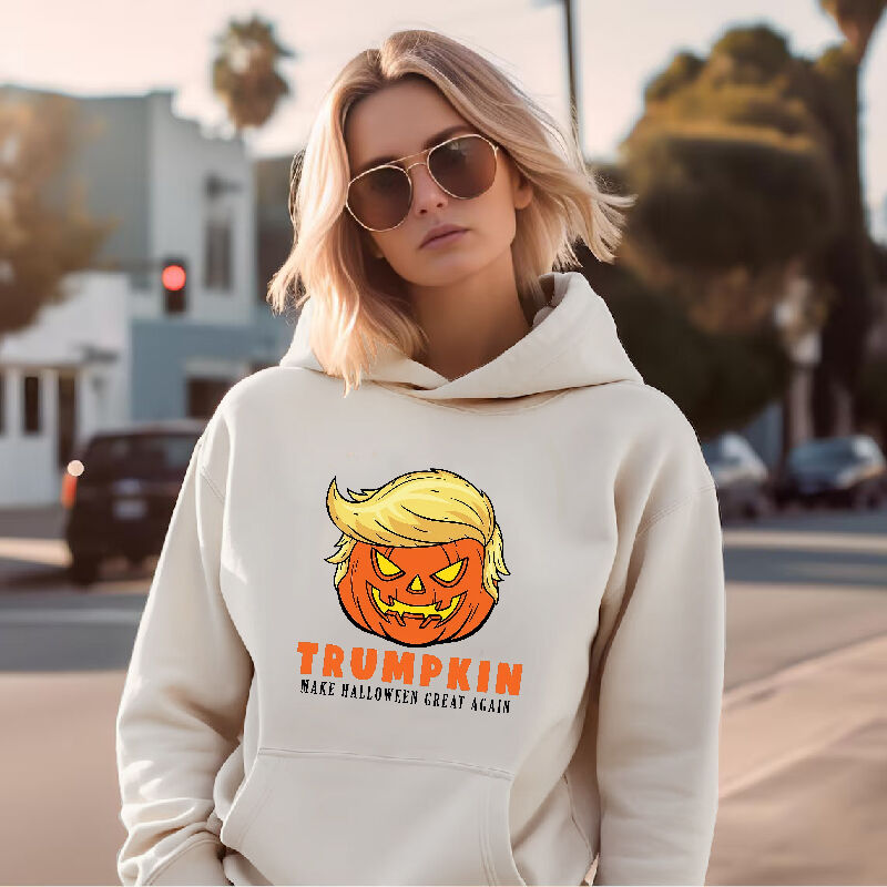 Personalized Name Hoodie Angry Pumpkin Pattern Funny Gift for Her