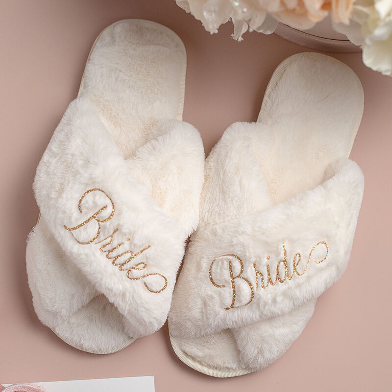 Personalized Fluffy Slippers With Custom Text Exquisite Gift For Girlfriend