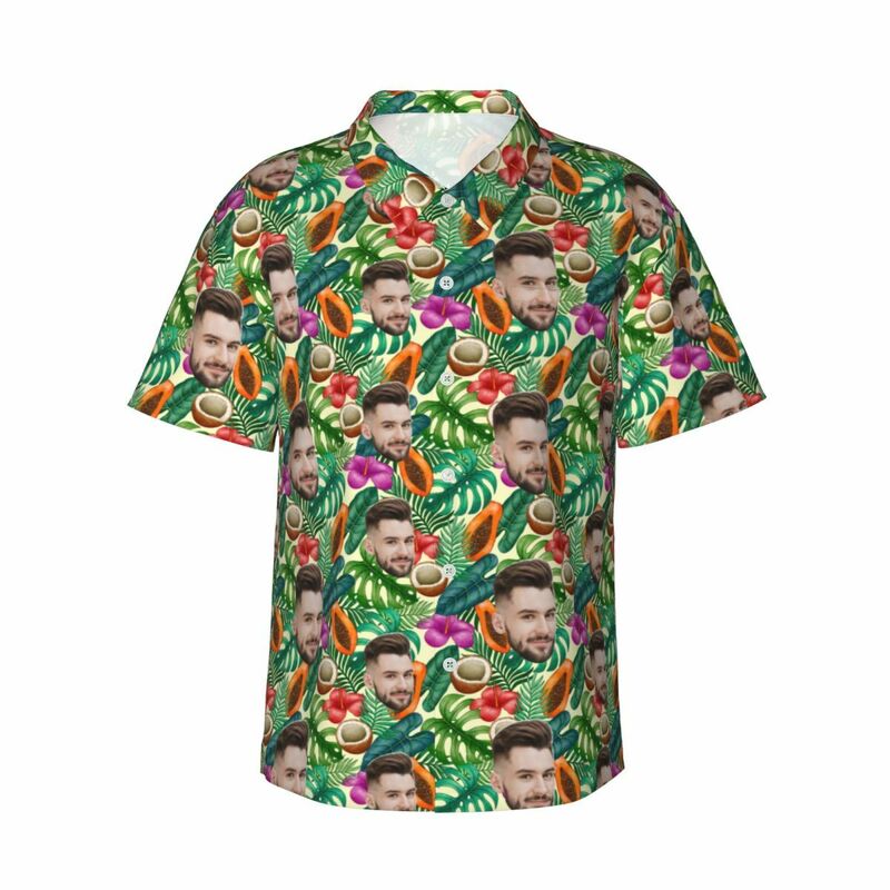 Camicia hawaiana personalizzata con foto più palme d'epoca