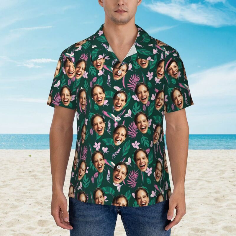 Benutzerdefinierte Hawaii-Hemden Blätter Design personalisierte Aloha Strand Hemd für Männer