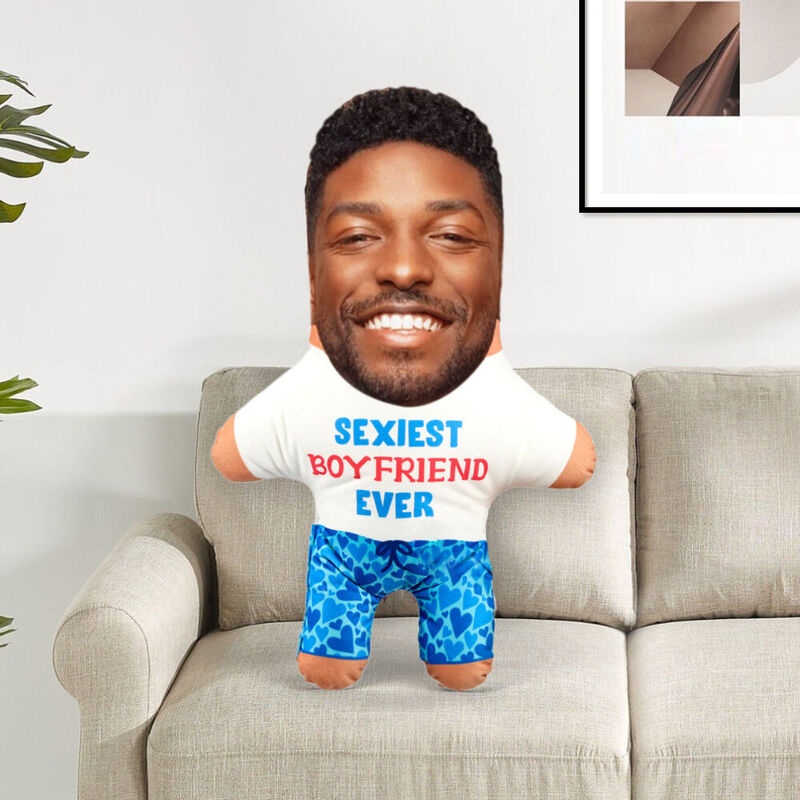 "Sexiest Boyfriend Ever" Custom Face Pillow with Photo Funny Valentines Day Gift