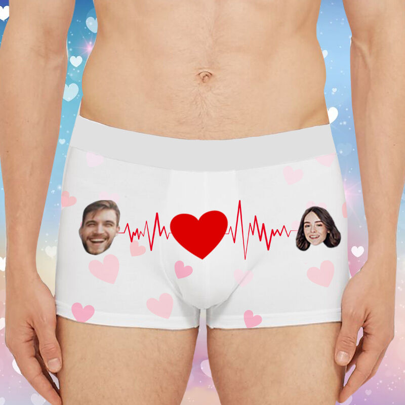 Personalisierte Foto Herrenunterwäsche Boxershorts mit elektrokardiographischem Muster Besonderes Geschenk für Ihn