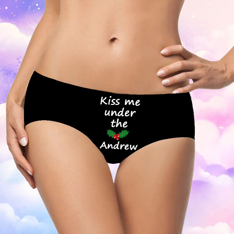 Personalized Name Women's Underwear Cute Gift for Valentine's Day "Kiss Me"