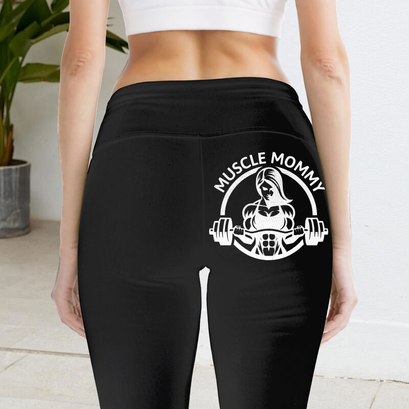 Personalized Leggings Muscle Mommy Weightlifting Pattern Design Creative Cheer Up Gift for Mom