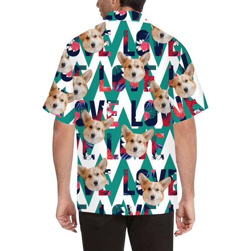 Custom Face Colorful LOVE Men's All Over Print Hawaiian Shirt