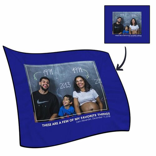 Personalized Photo Coral Fleece Blanket For Family with Engraving