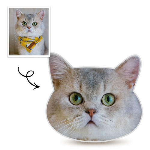 Oreiller personnalisé avec visage de chat mignon portrait 3D