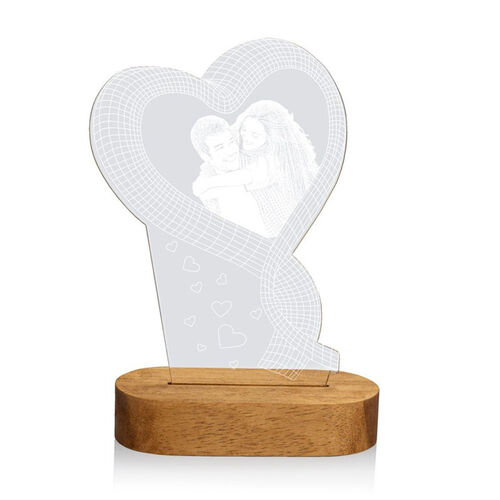 Personalized Love Couple Heart Round Night Light