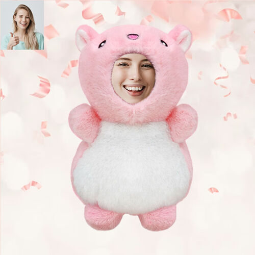 Personalized 3D Custom Face Doll Pink Hamster Plush Doll Keychain
