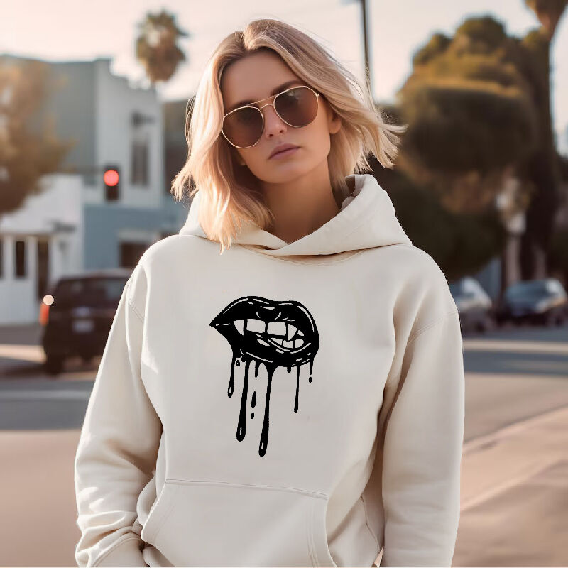 Bold Style Hoodie with Terrible Mouth Pattern Spooky Halloween Gift