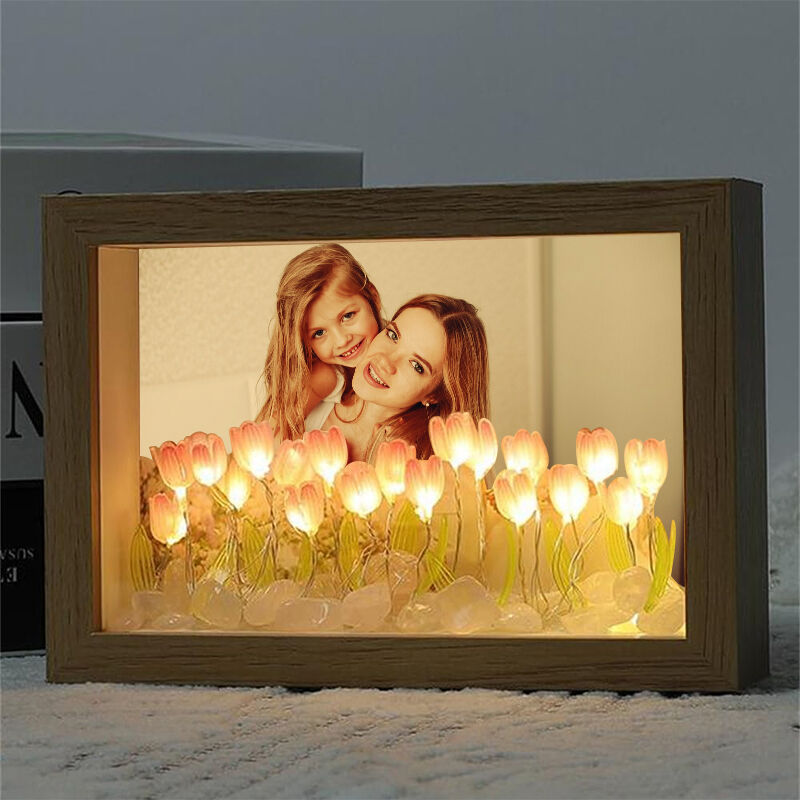 Personalized Picture Night Light with Tulips Creative Gift for Family