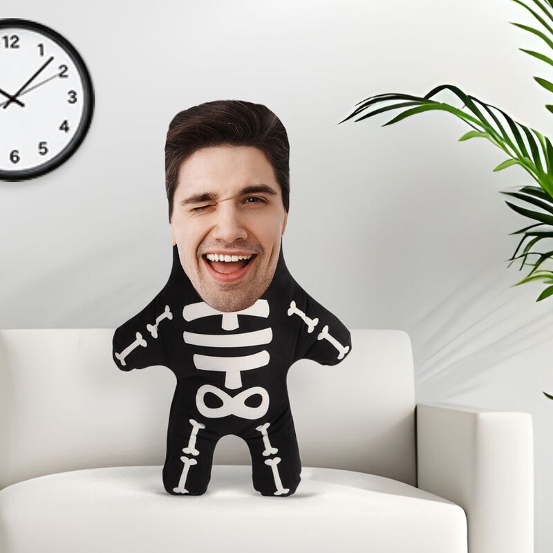 Oreiller personnalisé avec visage de squelette Cadeau d'Halloween pour un ami
