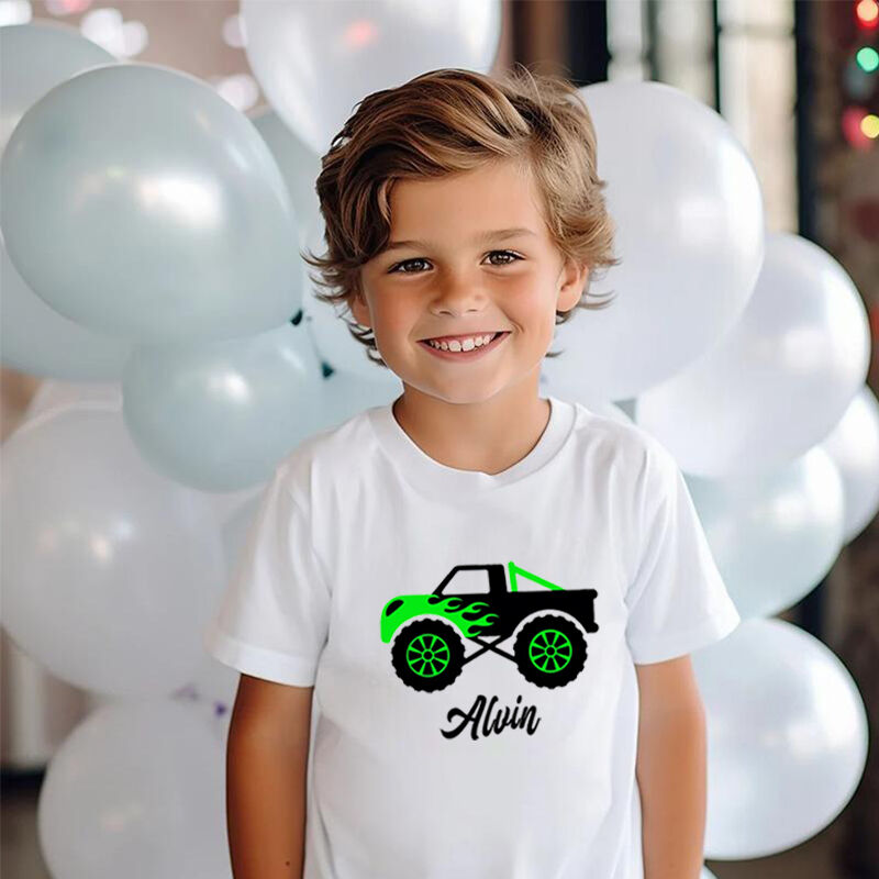 Personalized Children T-Shirt With Customized Name And Car Pattern Warmth Gifts For Kids