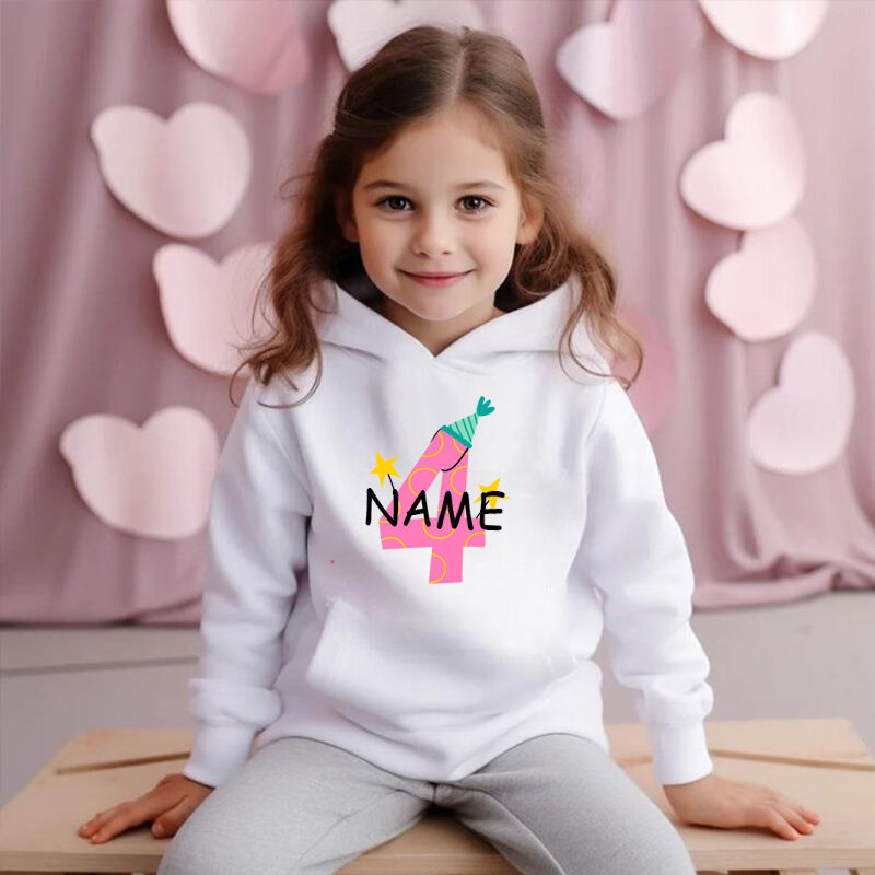 Personalized Kids Hoodie Custom Name And Age Birthday Gift For Girls