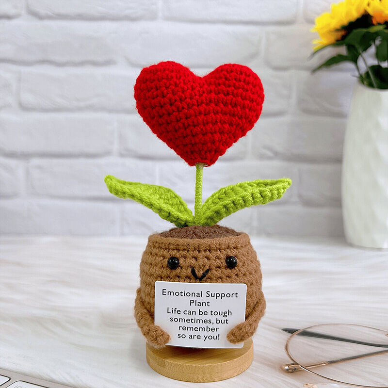 Handmade Crochet Emotional Support Plant Positive Doll Precious Gift for Best Friend