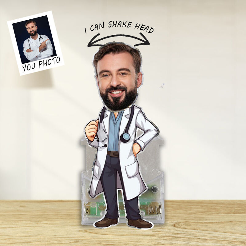 Personalized Bobblehead Acrylic Stand Custom Photo Doctor Dad Design Attractive Gift for Father's Day