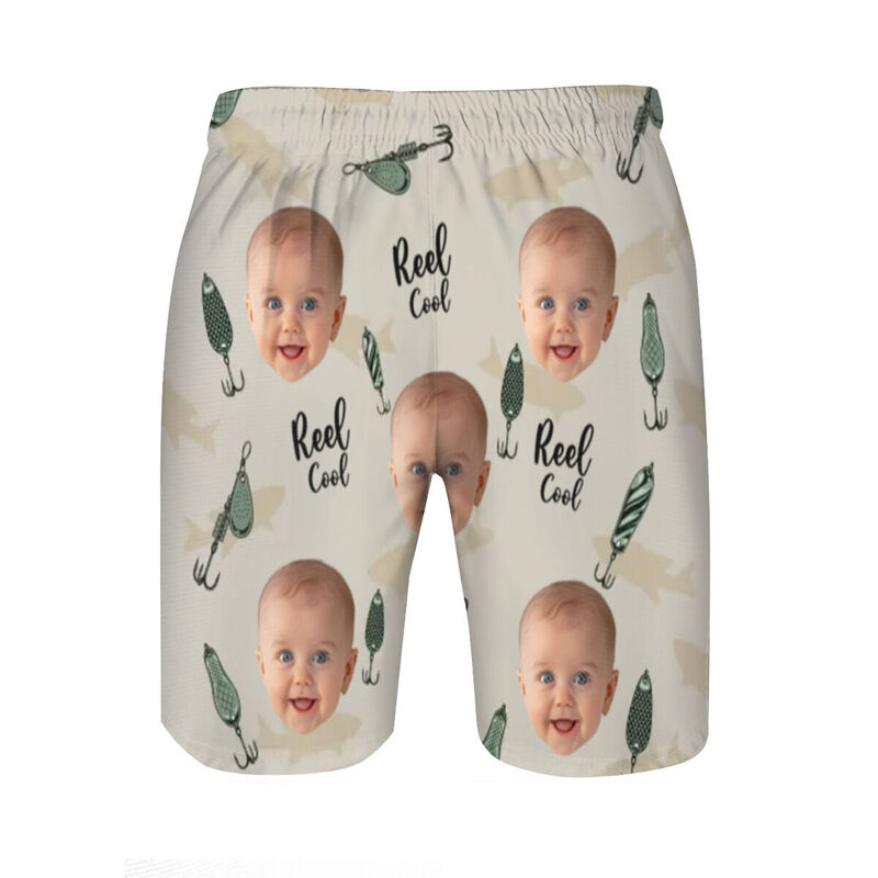 Pantaloncini da spiaggia da uomo personalizzati con foto e motivo amo da pesca Regalo interessante per la festa del papà