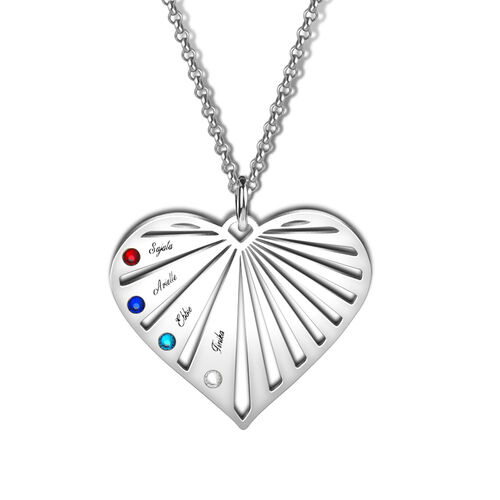 "Wir sind zusammen" Personalisierte Herz-Halskette mit Geburtsstein