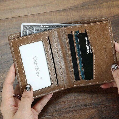 Men's Personalized Engraved Photo Wallet Brown Leather